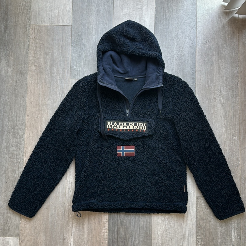 NAPAPIJRI Burgee Navy Fleece Hoodie-Men’s Small